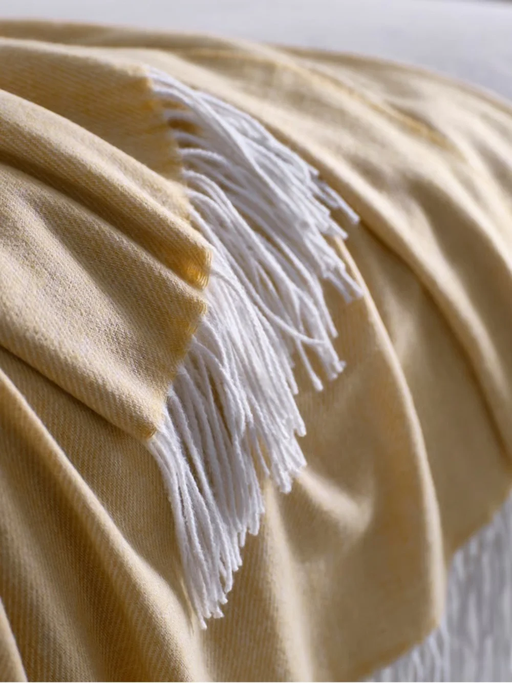 Set of Reversible Fringe Throws - Beige and Light Gray